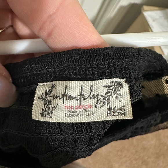 Free People Black Textured Blouse with Sheer Sleeves - Picture 5 of 6